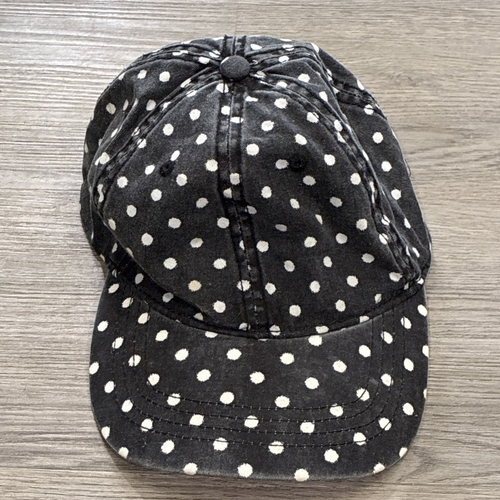 Time & Tru Black Polka Dot Adjustable Baseball Cap for Men and Women, One Size